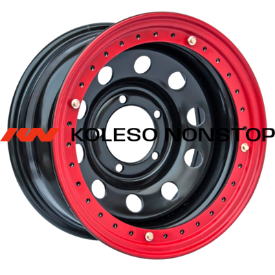Off-Road Wheels 10x16/5x139,7 ET-44 D110 УАЗ черный с бедлоком (красный)