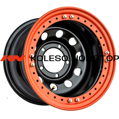 Off-Road Wheels 10x16/5x139,7 ET-44 D110 УАЗ черный с бедлоком (оранжевый)